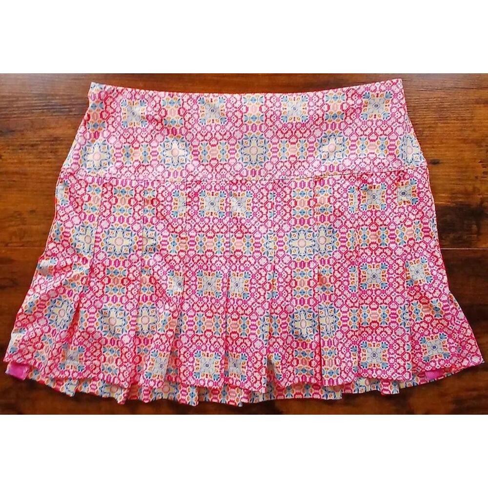 Lucky in‎ Love XL Aruba Pleated Skort Tennis Pickleball Skirt Pink Geometric